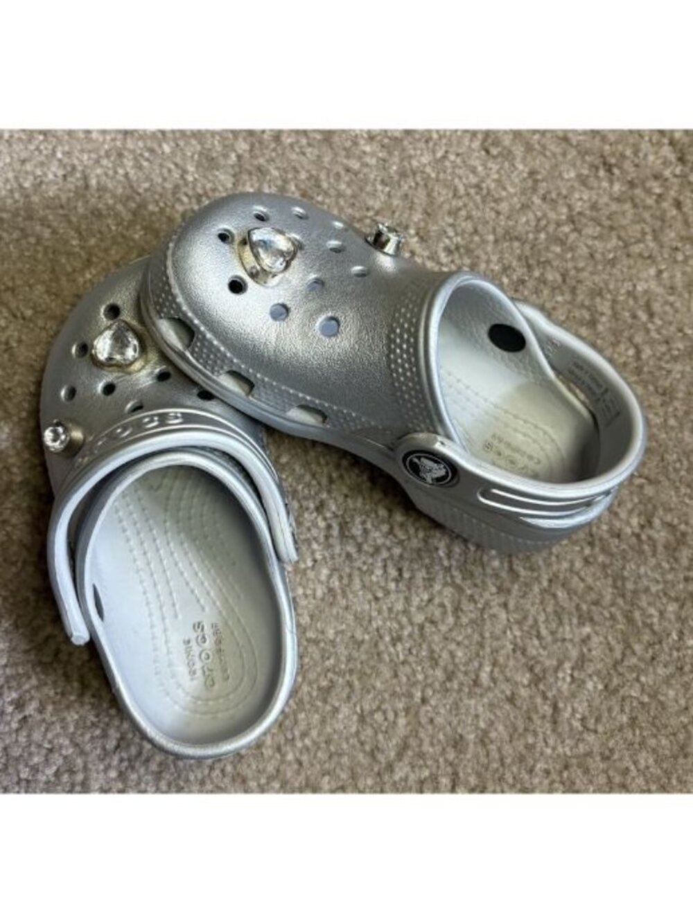 Crocs Classic Clog Size Childs Size 8 Silver With Jewels